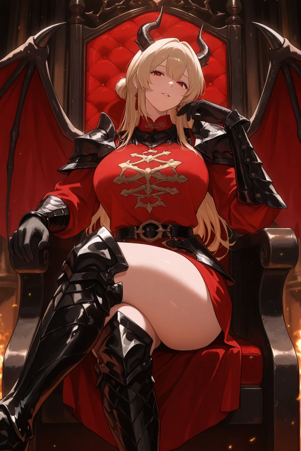 (masterpiece, best quality, HD colors, movie quality), intricate details, 1girl, crown, blonde hair, yellow eyes, red earrings, throne, throne room, dog hand on own face, (ahegao), lewd face, lewd, looking back, looking at viewer, from behind, large breasts, huge ass, fur collar, <lora:adjusting_clothes_ass_v0.1:1>, <lora:add_detail:1>, <lora:Haya:1>, yellow dress,