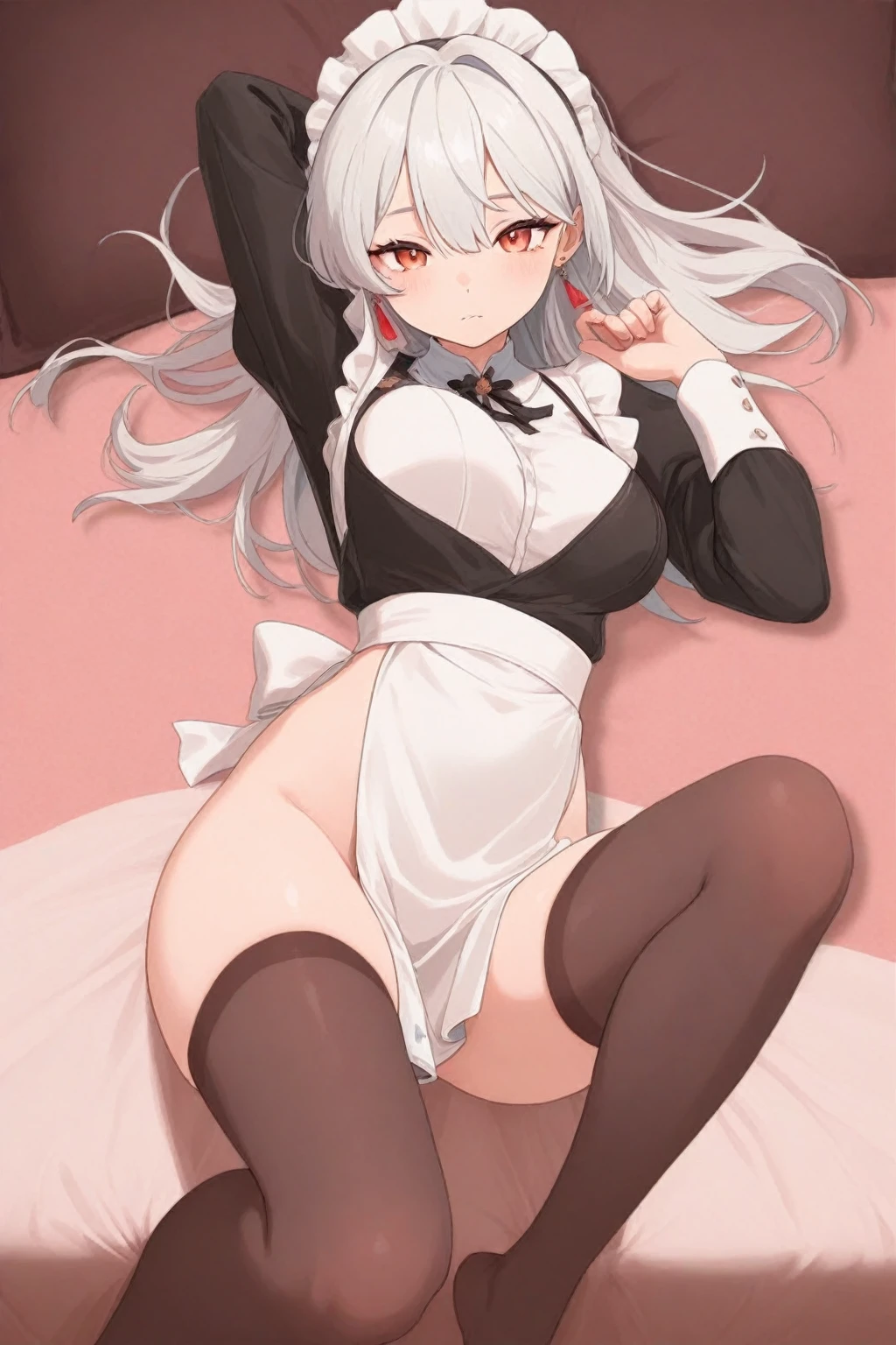 1girl, (Loli), cute, beautiful, sexy, curvy, small breast, (reverse bunny suit), (???? outfit), (detailed clothes), elf, (creative), (unique), (???? pose), masterpiece, good-quality, good graphics, detailed, laying on bed