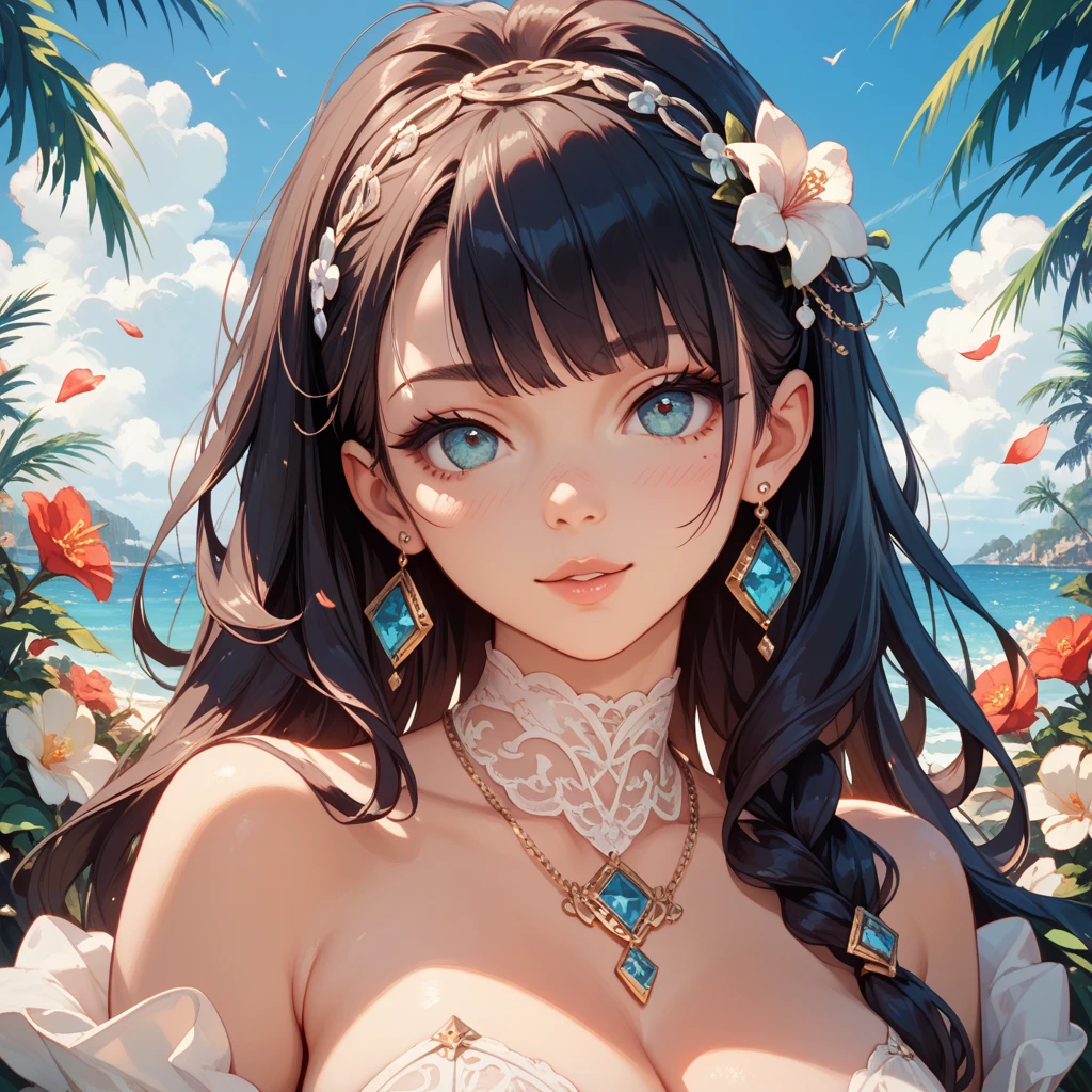 masterpiece, highest quality, One Girl, View your viewers, Small waist, RAWphotograph, Ultra-realistic, High resolution, photograph, Sharp focus, Most detailed, very detailed eyes,Idol、Thighs, beautiful girl,Small waist,Symmetrical face, whole body、Cleavage、Large Breasts、Beautiful clavicle、Long Hair、Open Thighs、Beautiful belly button、Beautiful Cleavage、Shaking breasts、After bath、Grass、Shyness、Happy expression、Embarrassing expression、Lying down,Being given a bouquet、uniform