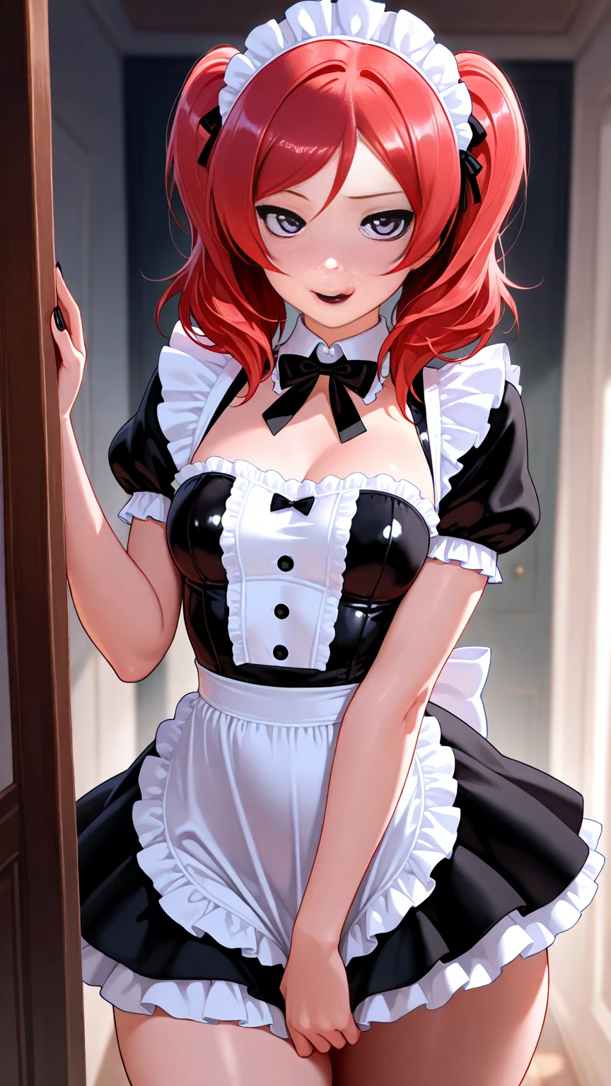 1girl, green eyes, (maid dress:1.1), skin tight, impossible clothes, medium breasts, red hair, spoken question mark,
<lora:CrazyExpressions2 expanded:0.4>, confused