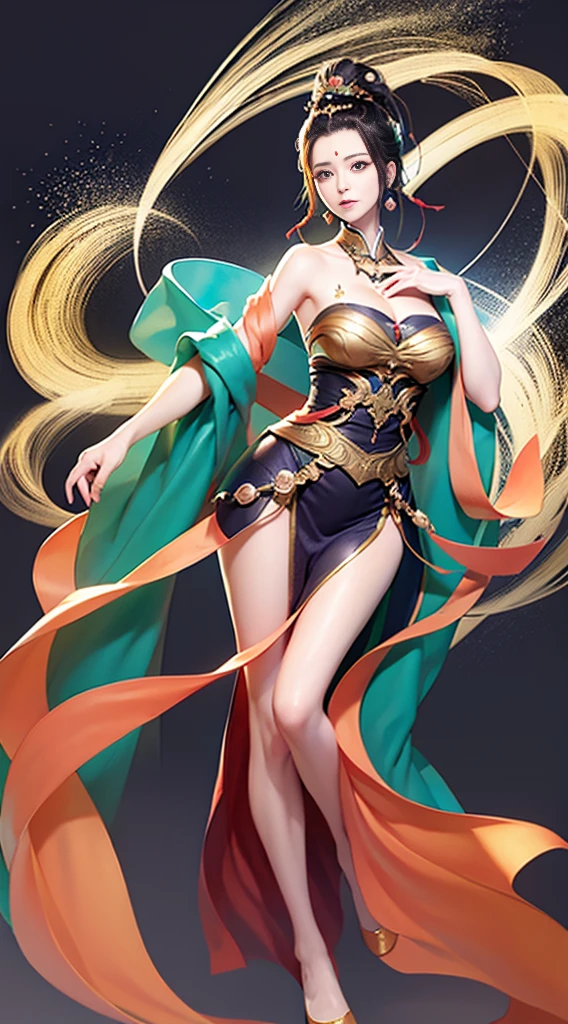 (best qualityer), ((Masterpiece artwork)), 1 piece of giant,(only),full-body portraits, 精致的面容, looking ahead at viewer, Firm eyes, bare shoulders exquisite exposure, Um ser celestial, partículas de Lumiere, The halo,the ocean, full of energy, colorful colors, (Bioluminescence),(Detailed composition), Lumiere