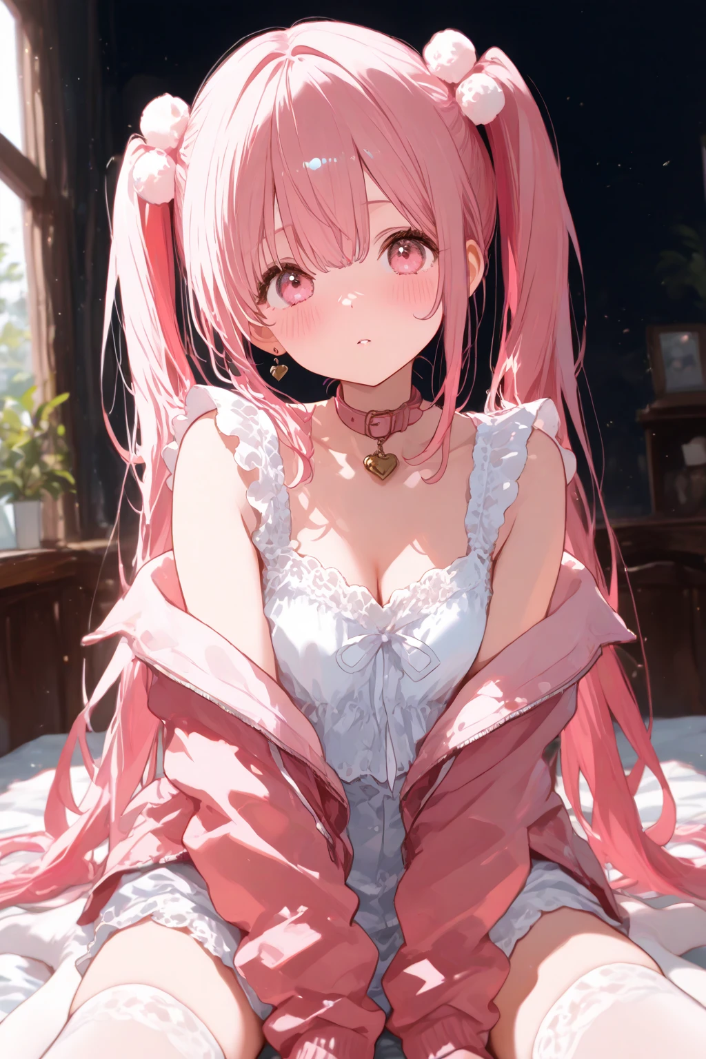 masterpiece,1girl,solo,shocking pink hair,pink gloves,twintail,nurse cap, center_opening,blush,((all fours)), <lora:PerseusNurse-000008:1> , looking up at viewer,
best quality, extremely detailed CG,official art,high resolusion,
extremely CG, Very detailed CG unified 8k wallpaper, absurdres,