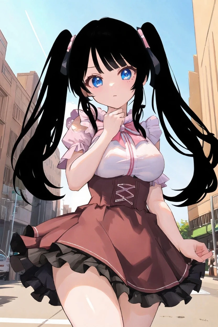 maisakurajima, Mai Sakurajima, Long Hair, bangs, (Black Hair:1.5), hair ornaments, (Purple eyes:1.1), Hair Clip, rabbit hair ornaments,time　Daytime,sunny,Light of the sun,
happy smile, smile, Open your mouth,blush,White hat,Sleeveless dress,Long skirt,Cute heeled sandals,Clear skies,Daytime　　　　　　　　　　　　break looking at viewer,whole body, (Cowboy Shot:1. 5) ,　　　　　　　　　　　　　　　　　　　　break outdoors, Building district,In town, break (masterpiece:1.2), highest quality, High resolution, unity 8k wallpaper, (shape:0.8), (Beautiful and beautiful eyes:1.6), Highly detailed face, Perfect lighting, Highly detailed CG, (Perfect hands, Perfect Anatomy),