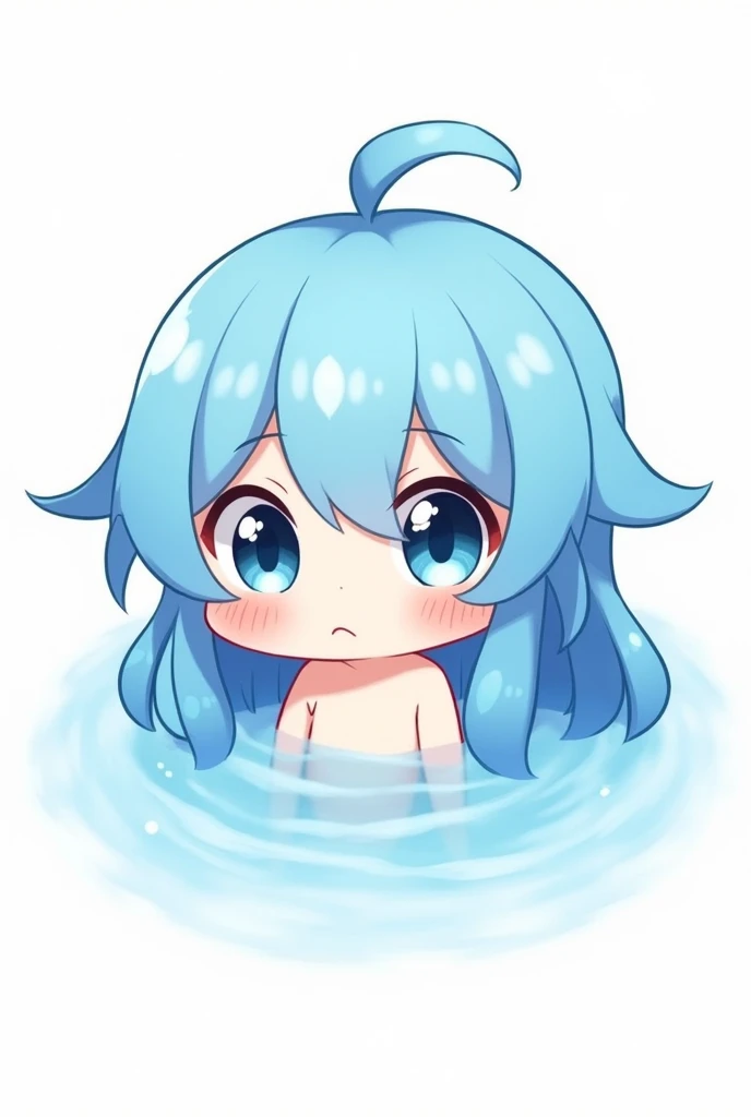cute,blue slime girl,loli,full body,bikini,sitting