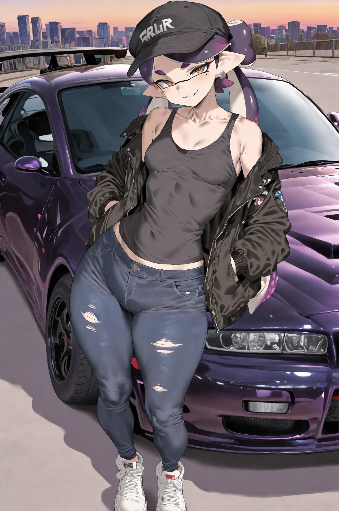 girl,(oni:1.3), Dawn,Police Station Background,Bodybuilder,Flat Chest,Head Tilt,Short Hair,Dreadlocks,(violet Wool Car Jacket,maroon Shorts:1.3),kantai collection,Loafers ,(masterpiece,detailed,highres:1.4) <lora:underwater:0.7>
