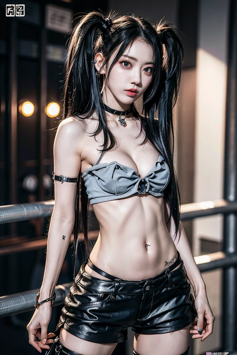 realistic, realistic details, detailed,
1 girl, solo, dynamic pose, sexy pose, narrow waist, full body, fit, <lora:fitgirl_4:1.0>, <lora:add_detail:0.6>,
------
(pureerosface_v1:0.5) , (ulzzang-6500-v1.1:0.5), <lora:00.SAFACE02:1.0>
beautiful face, shaded face, smaller face,
------
cowboy shot, wide shot,
library, book, stairs, standing,
------
long hair, smaller head, large breasts, high ponytail, closed mouth, black hair,
------
<lora:beltbra_v0.1:1.0> beltbra, absurdly long hair, denim shorts, thighhighs, taut clothes, Underboob, bare shoulders,