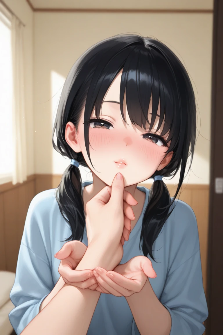 Young girl with black hair, long twintail, twintail hairstyle, (blue eyes),, ((small pink bushy eyebrows)),naked, lolicon (Zankuro) drawing style by zankuro artist, ザンクロー style, image uploaded to R34, girl sucking penis cum bubbling out her mouth, in a street, girl giving a deepthroat blowjob to male, multiple vignettes