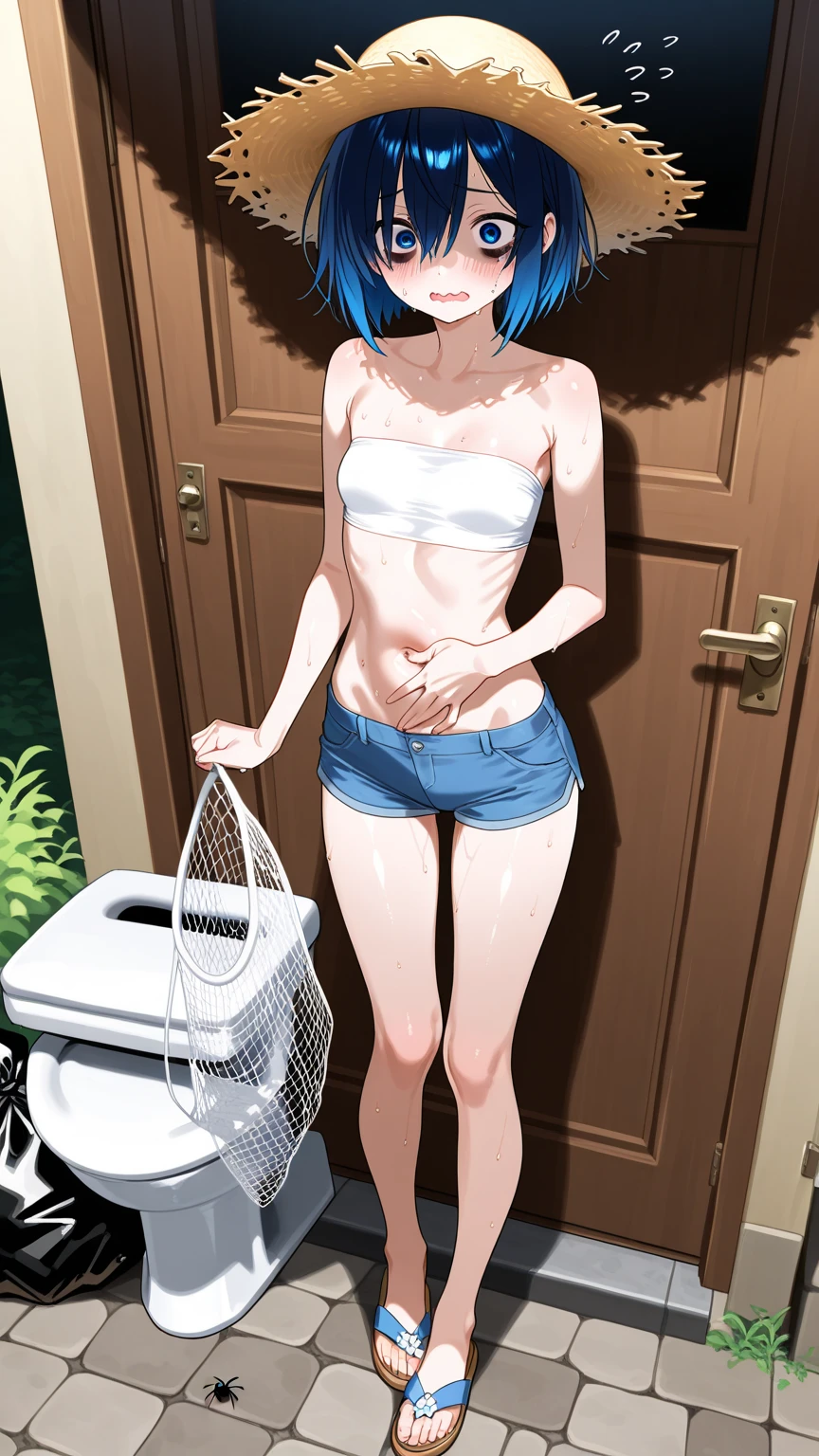 Nami, one piece 3D render, in the laundry room, leaning over a washing machine, wearing bikini top