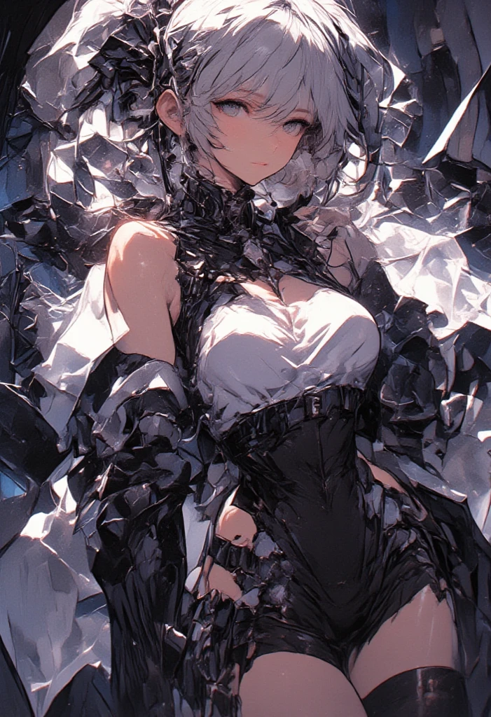 absurdres, RAW photo, extremely delicate and beautiful, masterpiece, Best Quality, ultra high resolution, 32k, hyperrealistic, ultra-detailed, detailed description, pale skin, 20 years old, delicate facial features, detailed beautiful face and eyes, tearful mole, earring, Colossal tits, short medium hair, wavy hair, full body shot, halterneck, blouse, skirt,