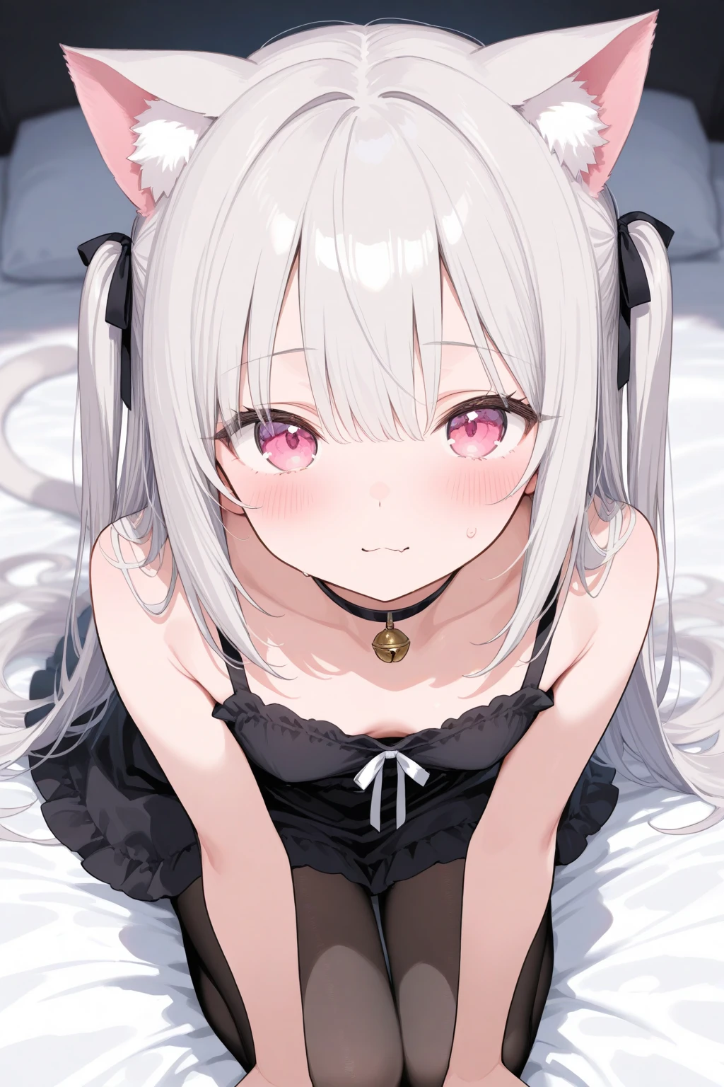 Cute beautiful girl、Dazed face orgasm blush、Budding breasts、Gothic Lolita Lingerie、Wavy Hair、I&#39;m embarrassed because my breasts are exposed and my nipples are visible.、Put your hands between your legs,anus