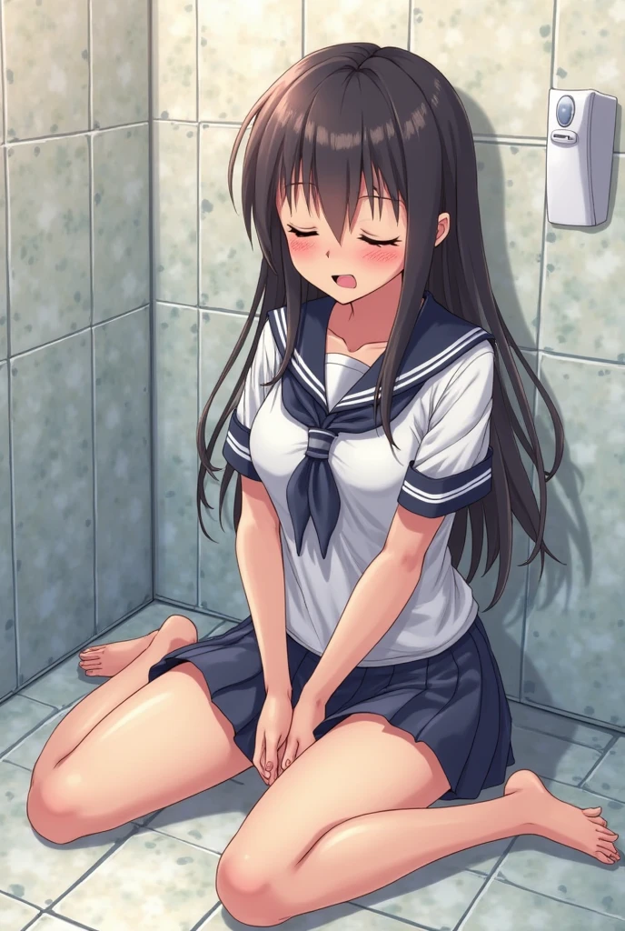 skinny young small thin girl, sexy, wet, seductive, saggy small breasts, naked, showering, legs spread, ahegao, large penis vaginal sex, pulling nipples, bruised, gangbang, broken body, anorexic