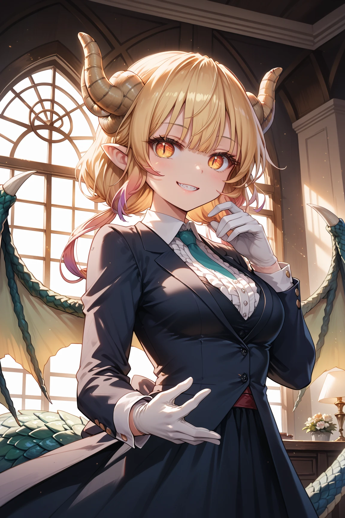 1girl, 
tokiwata soul, 
wings, upper body, dress, breasts, purple dress, smile, hairband, looking at viewer, halo, red eyes, crossover, white background, alternate costume, blonde hair, short hair, pointy ears, purple hairband, earrings, eyelashes, cleavage, long sleeves, pink lips, blunt bangs, medium breasts, fake wings, closed mouth, purple wings, simple background, jewelry, lips, collarbone, 
masterpiece, best quality, newest
 <lora:tokiwata_soul_image132_2024-03-28_a31-000033:1>
