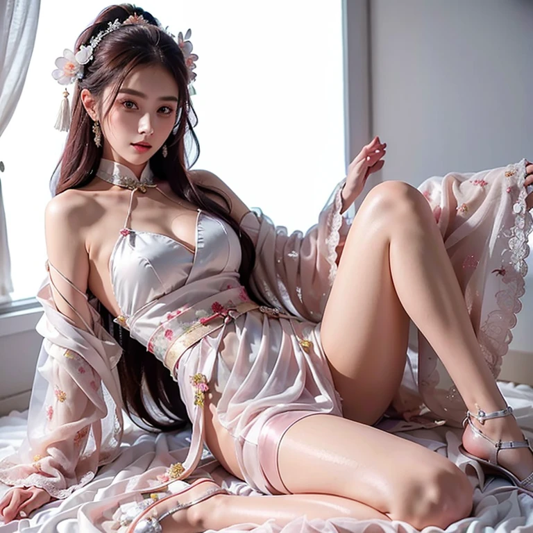 In the exquisite and mesmerizing 8K realm, a 20-year-old bigboob Thai girl adorns the scene, captivating every pixel with her ethereal beauty. Dressed in comfortable pajamas, she is not resting but posing with an enchanting allure. Her full body radiates realism, every curve and detail meticulously crafted.

Big chested and -waisted, her slender legs extend gracefully, covered in sheer mesh fabric that enhances her slenderness. The pajamas she wears, adorned with intricate phoenix patterns, further accentuate her Asian heritage, adding an allure of the ancient and