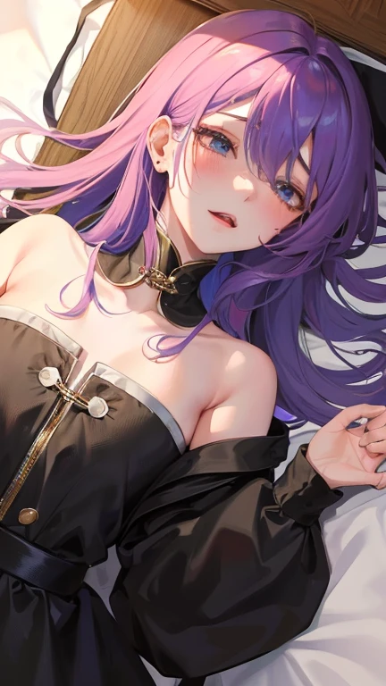 Cool women、sexy、Center of chest、Rize from Chainsaw Man、beauty、yandere、Sword in hand、bed、Sloppy、Wedding Dress、