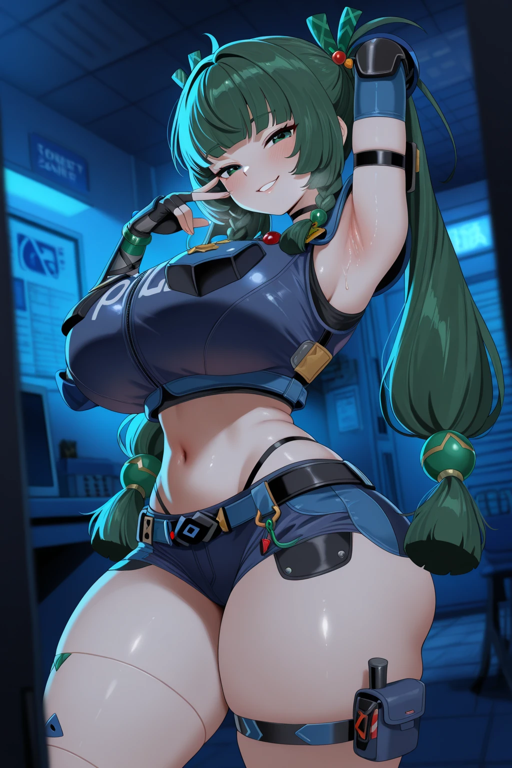 Melousine|genshin impact, thicc,((Underwear,In bras and panties))) Farusan,long-haired,((My hair is turquoise...)),multicolored eyes, gradient eyes,Hair ornaments, twintails, Hair Jewelry X, jewelry, bracelet, ((schools, technology room, plants in the background)),wallpaper, big nipple, High Quality, high-res,