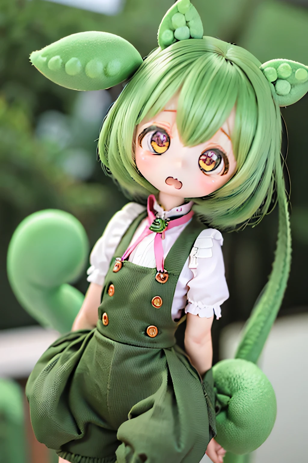 かわいい green-haired zundamon in playful pose, ( chibi), Nikon Z7 IIミラーレスカメラを使った街中の詳細なキャラクターデザイン , 繊細な詳細 , シュールな , フォトリアリスティック , 8k, 傑作 , は高解像度です, 明るい色, 春春セーターを着ています , 自然光, 、 温かいパレット , 素晴らしい , ファンタジーショット , かわいい , かわいいデザイン , , 心温まる、えだまめ、 裸の、little 単語