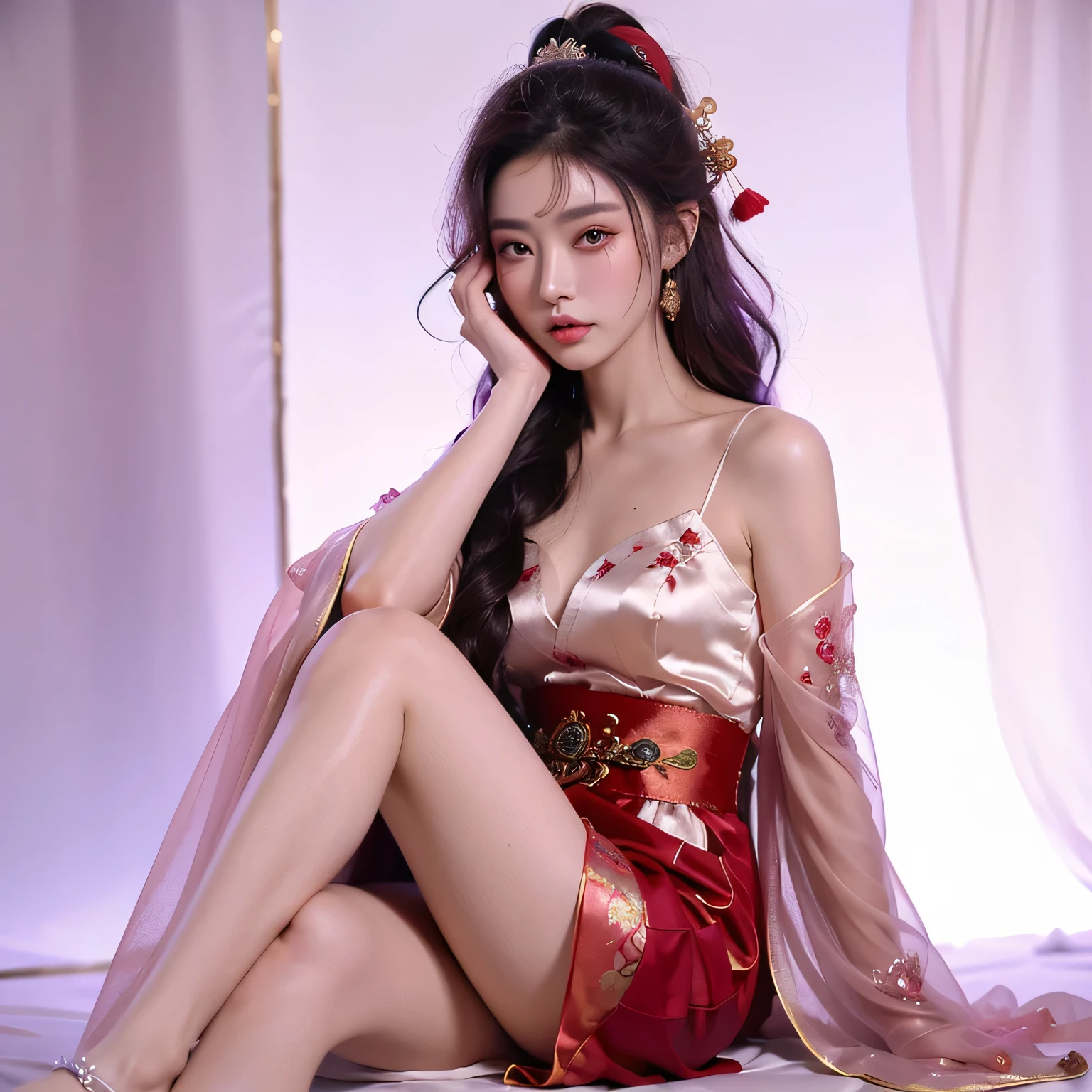 Best Quality, High Definition, Wuxia,1girl, Chinese classical dress, super pretty face, super beautiful eyes, super beautiful hair, beautiful detailed eyes, (gorgeous), (()),, (perfect body: 1.1), full body shooting, (very detailed CG8k wallpaper), (very delicate and beautiful), (masterpiece), (best quality: 1.0), (ultra HD: 1.0), realistic shadows, detailed skin, super detailed, (beautiful long hair), thin collarbone, Soft navel