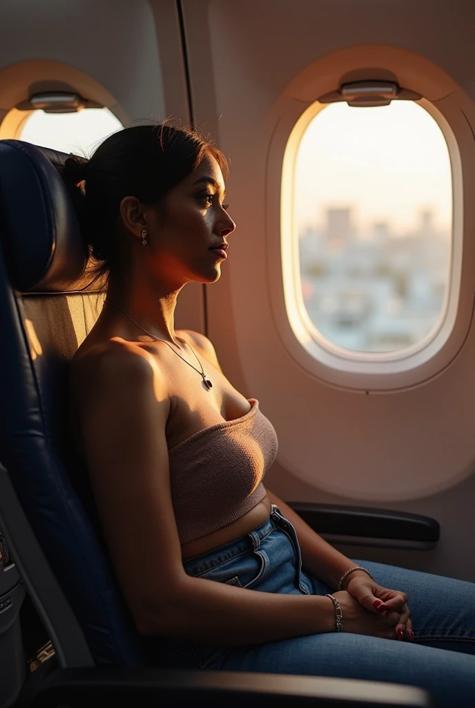 jovem 18 anos, Beautiful, (((Novo))), ((no-bra)), sem calcinha, inspirado em prostituta, Flight attendant, corpo escultural, olhos azuis, Cabelo longos, cabelos loiros , confident expression, (Pose de prostituta), passeando elegantemente pelo corredor da cabine, com um sorriso radiante, interacting with passengers caressing their private parts, luzes suaves iluminando o ambiente, windows with stunning views of the night sky of the city of Dubai,