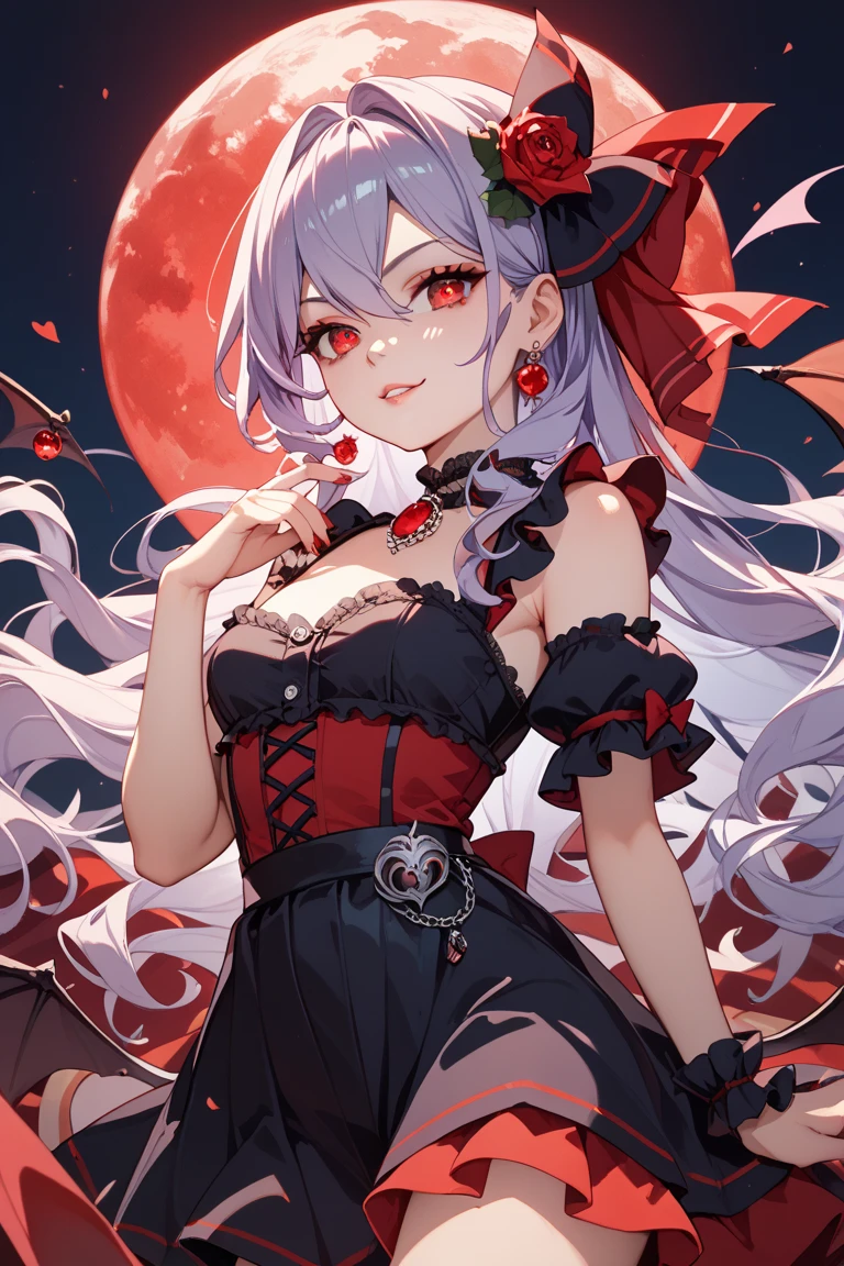 masterpiece, of the highest quality, Highly detailed,The best shading、Anime Art Style、
Beautiful anime face and eyes, full body Esbian, Standing, Good posture, Right hand on hip, The left hand draws a circle、Hold up your little finger、Glowing skin, ear piercings,Very Shorthair,Low side tail、Tattoo on the shoulder、Glamour、Devil's Horn、demonic wings、demon tail、
Light purple hair color,Blue inner hair color, Hairpin, (agitation:0.8)、(A big smile:0.9)、red blush,Multicolor eye color、Hanging、normal hands, Colossal tits, Bangles on the left hand, Scrunchie on the right hand、Choker,hair pin、
Leather Witch Dress、Leather Socks、Navel、Umbilical piercing、The tattoo、clothes shiny、Ring overhead、
Night, fullmoon, starrysky、Scattered light particles, Blurry background image,