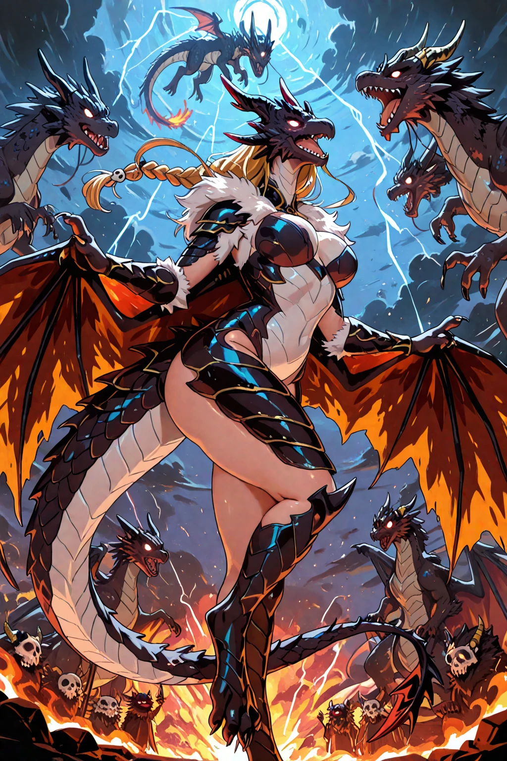 a female dragon whit big wings that looks real, scales, wings, breasts, 1girl, tail, sharp teeth --auto
