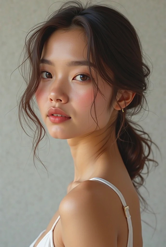 ((Highest quality, 8k, masterpiece :1.3)), One girl, Beautiful woman with slim abdominal muscles :1.3, (Random Hairstyles, Huge breasts :1.2), ((Wrapped in a bath towel :1.2)), hot spring, Highly detailed face, Fine grain, double eyelid、Japanese women