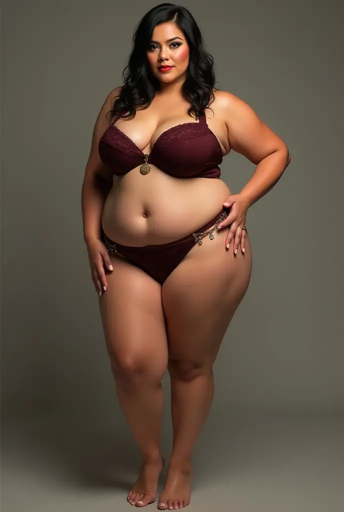 araffed woman in a white bra top and gold chains on her legs, beautiful thick female, thick body, voluptuous body, voluptuous and arousing, voluptuous figure, curvy, tease, giant stunning goddess shot, persian queen, thick legs, curvy hourglass figure, thick thighs, thick, asian, full length shot, wide hips