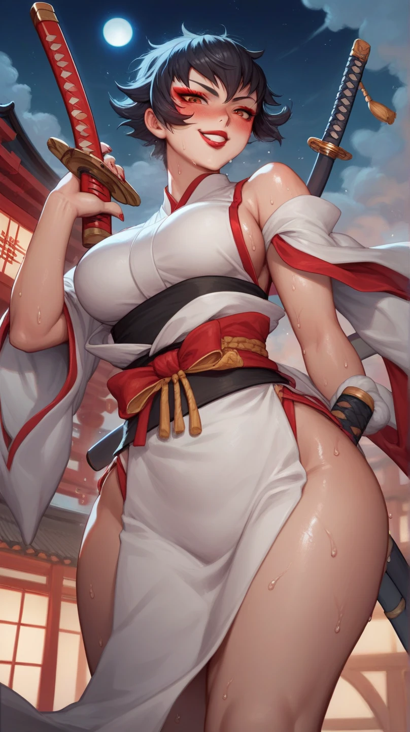 ((High Kick:1.6))、((attack posture:1.4))、((8K)), ((32k)), ((Highest quality)), ((masterpiece)), ((超High resolution)), ((Tmasterpiece)), (((head shot:1.6)))、((8K)), ((32k)), ((Highest quality)), ((masterpiece)), ((超High resolution)), Fine skin、女性1 person、Pink sexy dress、((Mai Shiranui:1.2)), Expose your shoulders、Brown Hair, Brown eyes, Long and high ponytail, hair band, 1 person、Age 25, Japanese Mature, beautiful指, beautiful長い脚, beautiful体, beautiful鼻, beautifulキャラクターデザイン, Perfect Eyes, Perfect Face, jewelry, hair ornaments, king of fighters,((A large handheld fan:1.6))、
(Tabletop, Highest qualityの, Highest quality, beautifully、beautiful: 1.2), Very detailed, More detailed,適切な体のProfessionalポーション,Tabletop,Ultra-high quality output images,High resolution,Intricate details,Very delicate and beautiful hair,Realistic photos,dream-like,Professionalの照明,Realistic Shadows,Focus Only,
(Big Breasts:1.2,) , フローティングスカートFine skinの質感, High quality fabric, High quality metallic texture、((Beautiful and dense face))、RAW Photos、Professional, Ultra-fine painting, ((alone)), beautiful胸、Highest quality, Very detailed, Very detailed詳細, Finer details, so beautiful,(Five Fingers, Four fingers and thumb),Concept Art, Anime fantasy artwork, Detailed fantasy art,8KHigh resolution, Detailed Art, 8 Slim legs, Defined, Defined fingers