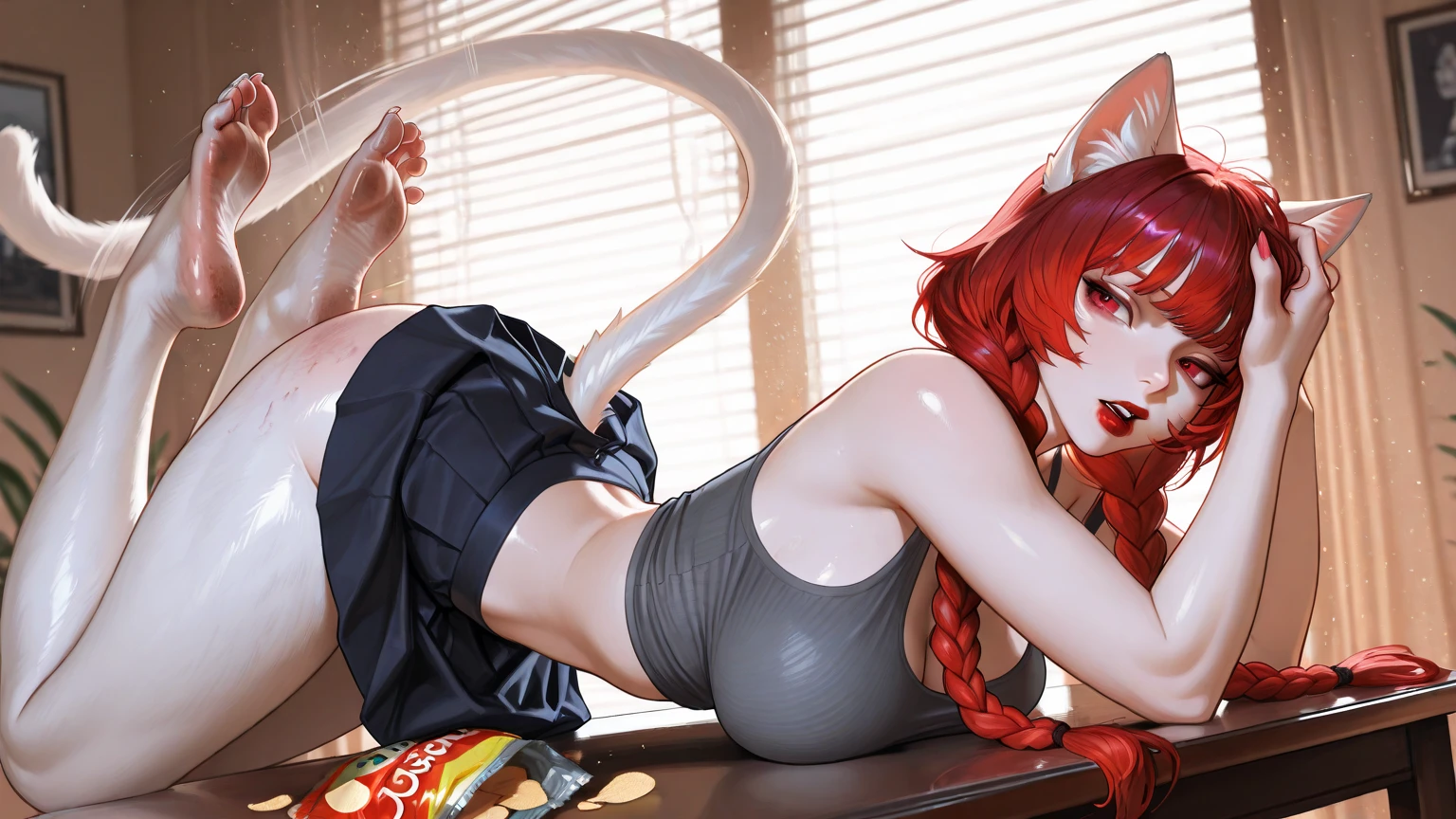 （（（完美figure，figure，（（（A giant fox stands behind a woman，White skin，kurama,Pommeled Horse, abdominal muscles, red eyes, animal ears, body hair, colored sclera, fox ears, fox girl, fox tail, hairy, hairy female, fox, multiple tails, muscular, navel, orange fur, permanent, tail, tone, （（（shirt, dress, short sleeves, apron, bracelet, green apron, collar,））），））），（（（kushina, long hair, hair ornament, red hair, hairclip, (grey eyes:1.5), ））），((masterpiece)),high resolution, ((Best quality at best))，masterpiece，quality，Best quality，（（（ Exquisite facial features，Looking at the audience,There is light in the eyes，(（（Pain, patience, biting lips））)，））），型figure:1.7））），（（（Light and shadow，Huge breasts））），（（（Looking at the camera，black background，Bend forward，jackopose
top-down bottom-up）））