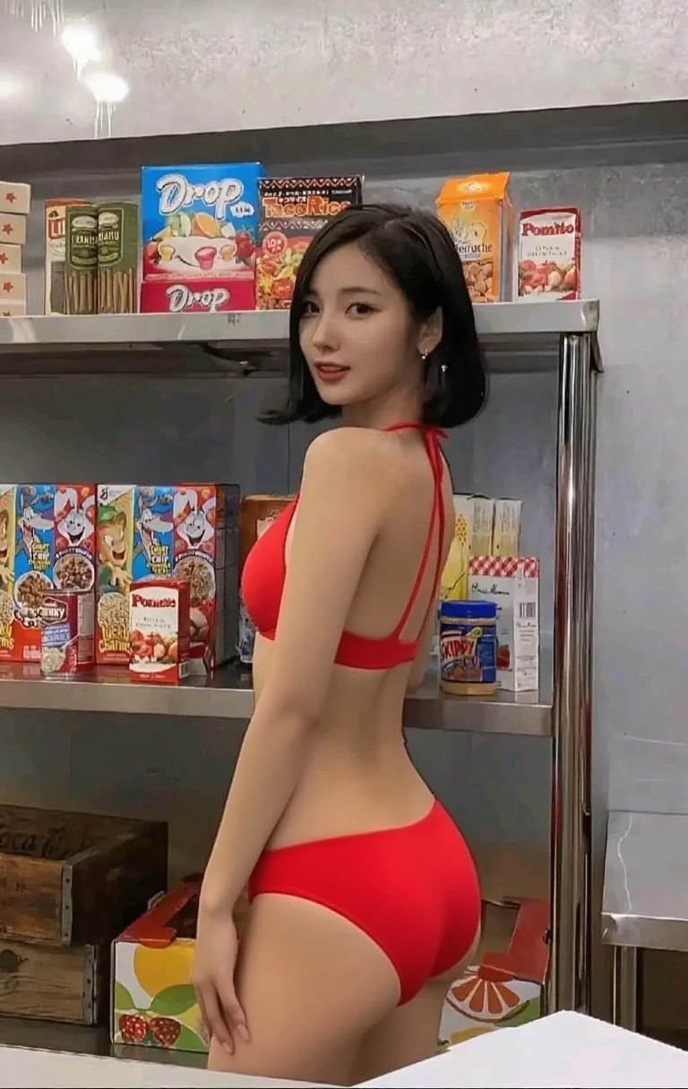 Best Quality, Live Action, RAW Photos, Super Detail, 1 Woman, Married Woman, Beautiful Body, Big, Glamour,  Pose, Beautiful Woman, Short Hair, McDonald's Clerk,