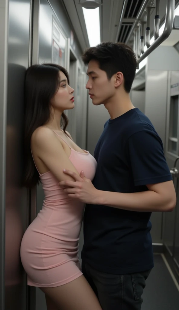 Pretty Face、big eye、(masterpiece)、ultra-detailliert、(top-quality:1.0)、( (NSFW))、(Beauty)、 Skirt、The woman is korean, (Clothes torn:1.2、Tears:1.5)、Multiple Women、Man on the left、Man on the right、Princess in the middle、Inserted by the viewer、(Missionary position)、Man's fat ossan、(Clothes get wet)、Reluctant、shame、embarrassed、Flush cheeks、In a crowded train、A man grabs her chest、licking、insertion、Hands on breasts and vagina