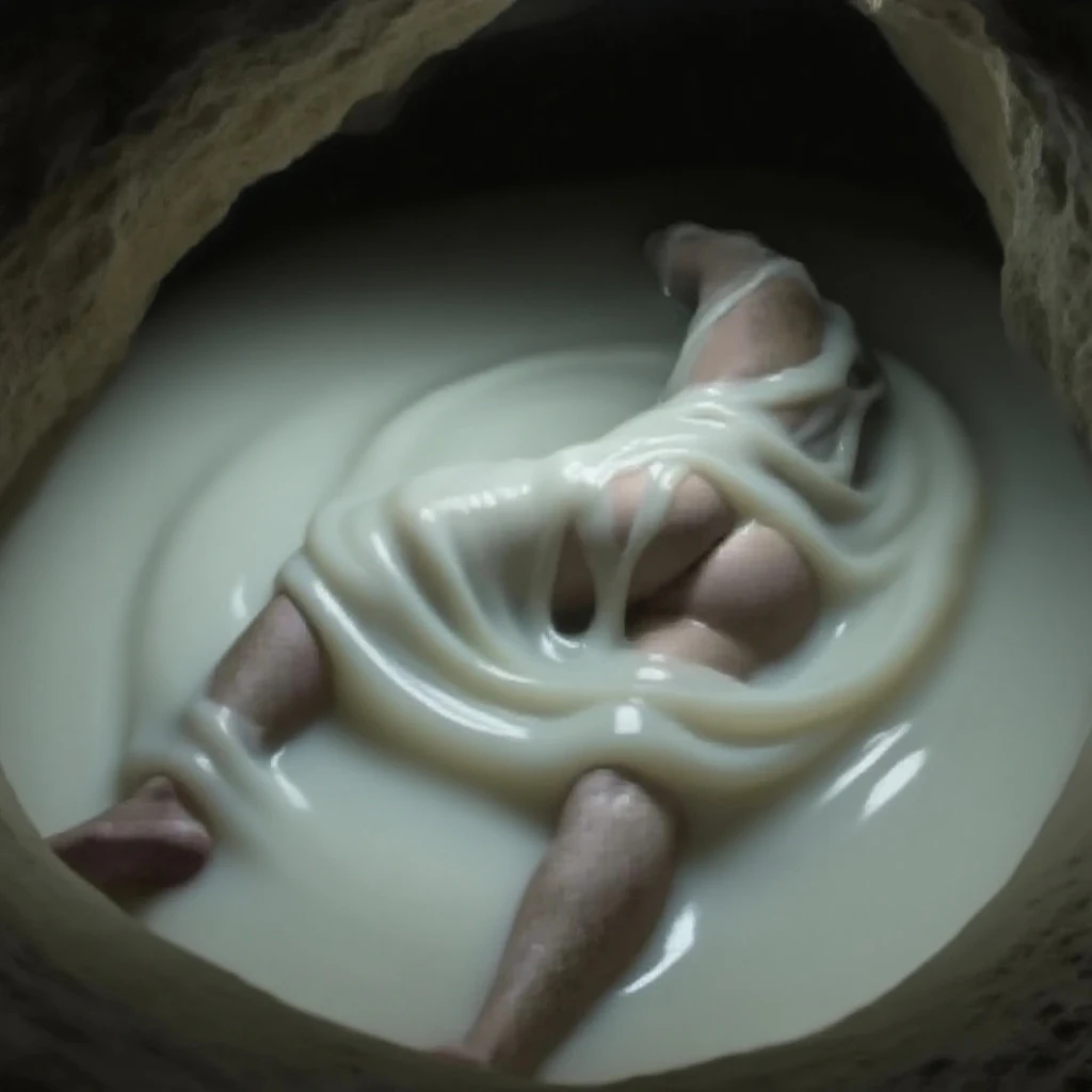 girl in a tub of mud with her feet in the tub, wet clay, smothered in melted chocolate, dough, covered in wax and water, covered in red slime, clay model, character is covered in liquid, clay , cgi clay sculpture, made out of clay, made of smooth black goo, covered in slime!!