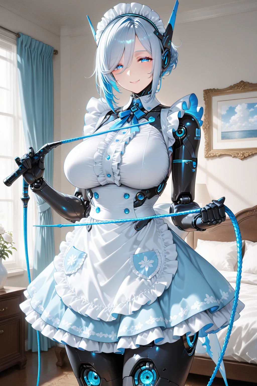 masterpiece, best quality, highres, ffpekora, <lora:usada_pekora_v1:0.9>, standing, cowboy shot, indoors, chandelier,