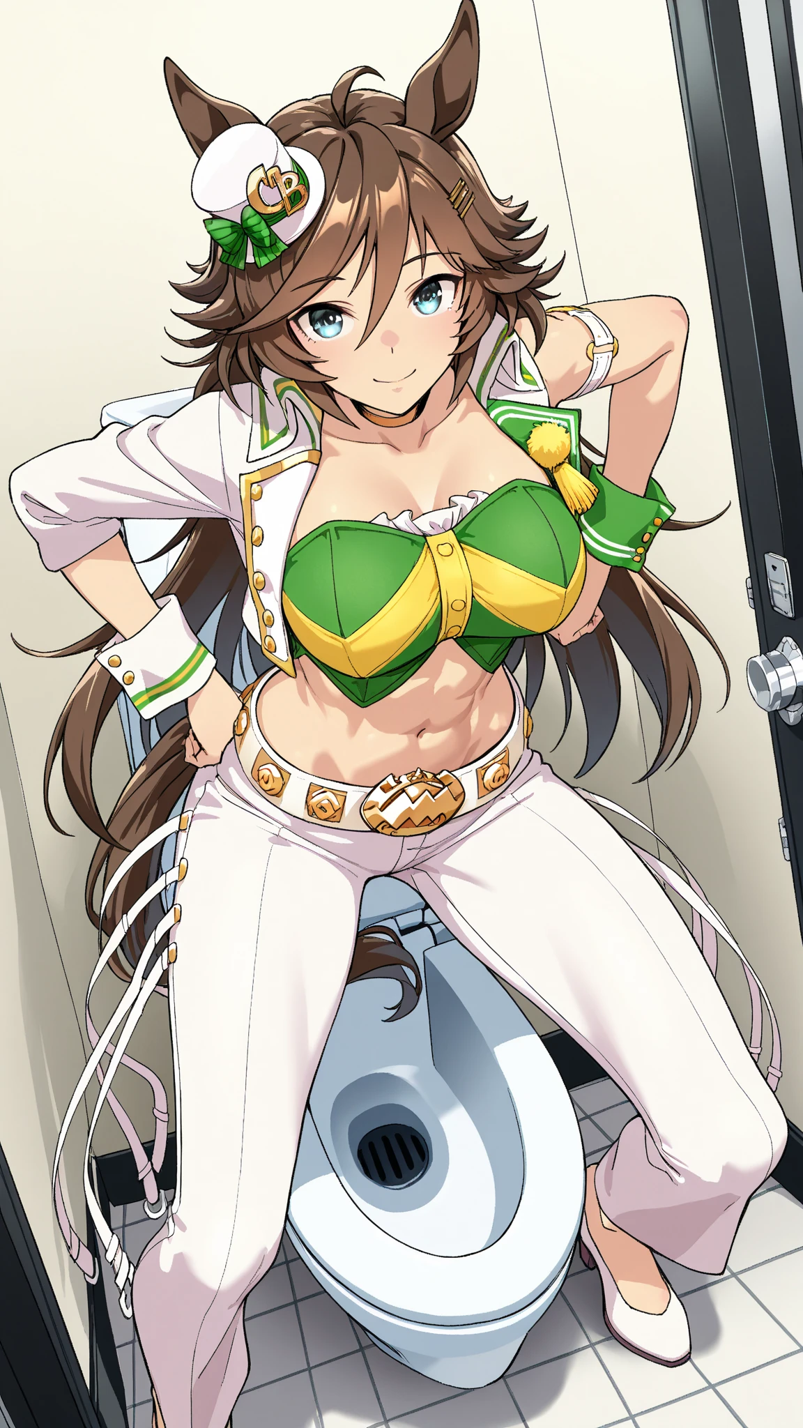 (masterpiece, best quality, high resolution, 2D, anime cels, megami magazine, 8K, Official art, sharp line), EPsmSailorJupiter, 1girl, sailor moon style:1.5, light smile, blush, brown long hair, ponytail, (large breasts:1.2), cleavage, (white bikini), light green sailor collar, (white elbow gloves), (from side, Forward bend:1.5, hands on desk:1.5), desk, chair, (looking away, cowboy shot, standing), (perfect detailed ???????, beautiful detailed eyes, beautiful detailed face, perfect body, shiny skin), simple background, 