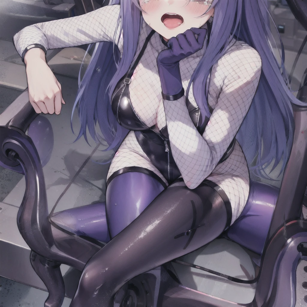 female, black long hair with magenta trim, silver eyes, wolf ears, wolf tail, (((1girl))), (((black full body skintight tactical bodysuit))), (black tactical belt), (black thigh high military boots), (black gloves), cute and sexy, full body, large breasts, long legs, smiling