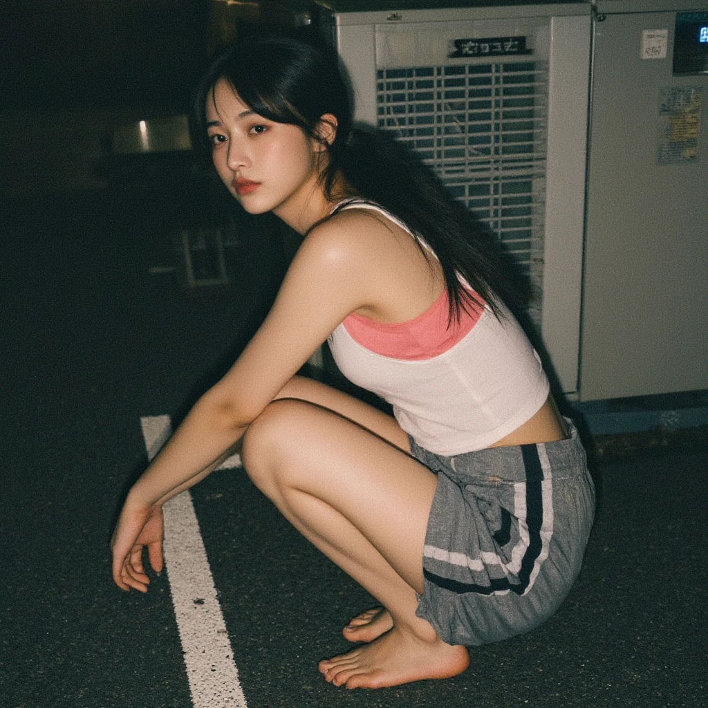 One Girl In A Back Alleyã(Super Detail)ã(8K)ã((Hip Hop Fashion))ã(graffiti wall)ã(full body Esbian)ã(hyperdetailed face)ã(Detailed feet)ã(Detailed hand)ã(Cool Face)ã(crouching down), realhands, <lora:EMS-43802-EMS:0.600000>