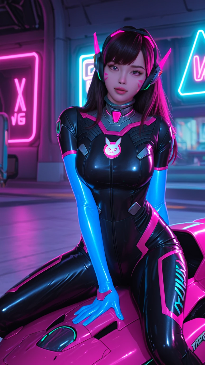 A futuristic woman with a super futuristic jockey mask with bright colors and mirror effect, the RS initials, and shiny robotic legs with mirror effect in a more extroverted pose. The legs are red, set against a detailed space background. Add futuristic boots with visible propulsion jets, an orange mask, and a glow effect around the character. The boots are silver, with a smoke effect at the bottom. Add a light effect on the propulsion jets, blinking LED lights on the mask, and change the suit colors. Add an electricity effect on the propulsion jets, with more vivid colors, a transparent visor, a neon pink background, a reflection effect on the visor, a bright yellow suit with a geometric pattern, a white basketball crop top, and tight red shorts.