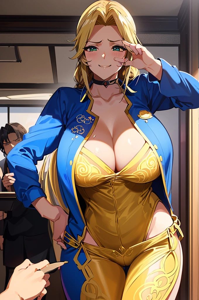 anime woman, young woman, ((alone)), ((1 Lady)), image quality、image qualityクリア、((blonde))、(((Clothes that show cleavage)))、pirate、(((bob hair)))、big、tits、、big breasts、tits、big、big、tits、cute、young、BIG breasts、BIG breasts房、big big breasts、big tits、big tits、laugh lewdly, perfect young woman, gentle smile, ((high quality)), ((very detailed)), big breasts