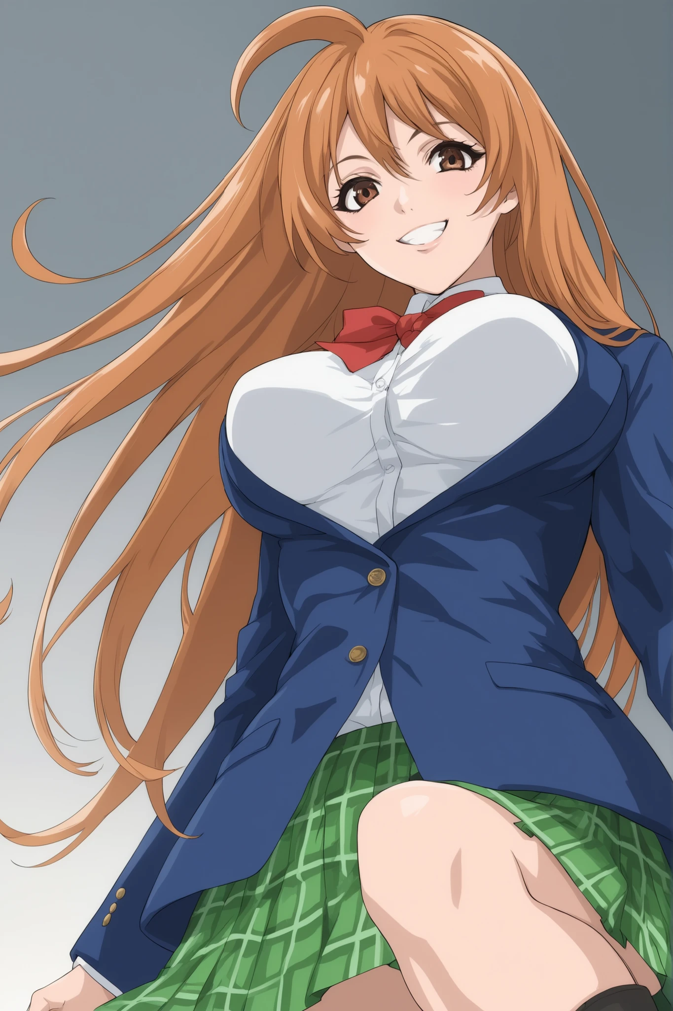 1 Girl, (alone:1.2), 背のexpensive女の子, Long Orange Hair, Straight hair ,Orange eyes, (expensive school student), (17 years old), (Ample breasts), (texpensives), expensive,masterpiece, expensive resolution, Shiny, whole body, beautiful,A cute smile that makes the viewer happy, expensively detailed beautiful face and eyes,View your audience, (expensive , cardigan:1.2), (expensive school:1.2), (zettai ryouiki),(study),(((Stretch your legs and show your butt)))、((Shiny下着)))、Uniform Blazer、beautiful美しさ、Clean long hair、((whole body))、(((Photo taken from below)))、School classroom、Large Breasts、Big Breastini skirt、The panties are black lace、Japanese、Long limbs