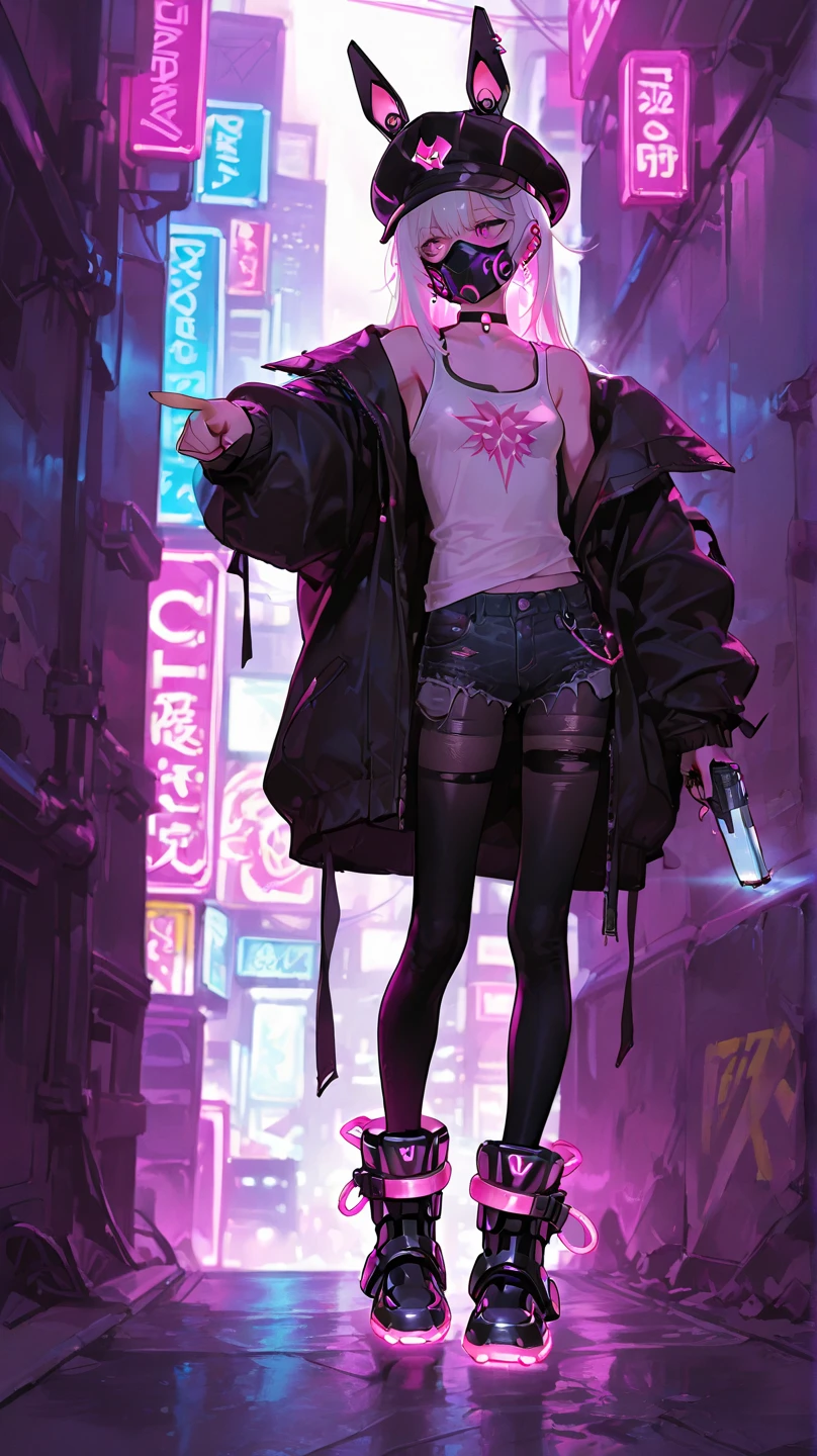 (Masterpiece:1.2), best quality, (illustration:1.2), (ultra-detailed),Eye focus,(Masterpiece Glow, pink lens flare), (Cinematic background), hyper details,(delicate detailed), ( intricate details) ), octane render, HDR, (hyperdetailed:1.15), ((colourful)), (soft light:1.2), 1girl, beautiful girl, super detailed eyes, mature, plump, thick, rainbow drops, paint teardrops, woman made of paint, entirely paint, splat, splash, (outside), (bioluminescent hair:1.1), (glowing eyes), ((makeup), (cinematic majection), fierce, powerful, splashing colors absolutely eye-catching, (movie headlights), (Realistic Reflective Lighting: 1.2), ((Caustic)), Dynamic Angle, Beautiful Details Glow, Ambient Occlusion, Ambient Light, Ray-Traced Reflections, (Best Lighting, Extremely Delicate and Beautiful), ((Cinematic Light), (Soft: 2), (Whimsical: 2), Complex Background, Vibrant, Dreams, (Painted Doodles: 1.3), (Glowing Tail), (Painted Cityscape), (City), (Realistic Urban Fashion), (Expressive: 1.2), Good Figure, Robust, (Mirror World ), (Long flowing black hair:1.1), Wavy hair, (Colorful hair highlights), (Cyberpunk Techwear Japanese Streetwear Longline Hoodie), (Cyberpunk Streetwear Kanji Joggers), Glowing headphones, Hat, (Graffiti wall), Unfinished graffiti, Slum, (Looking at the wall: 2), White transparent T-shirt, (with back wall), ( Holding a spray can: 1.3), (colorful fog), buckle, belt, shoulder strap, a girl standing in front of a wall of graffiti, cyberpunk art, by LAM, Mika Pikazo, graffiti, techwear jacket, black gloves, buckle and tape