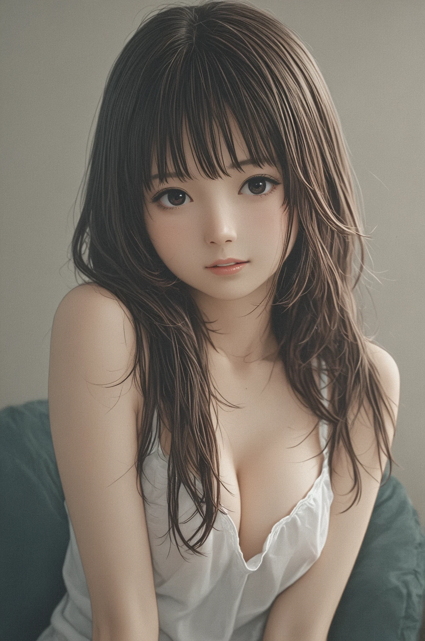 Anime brunette with curly hair