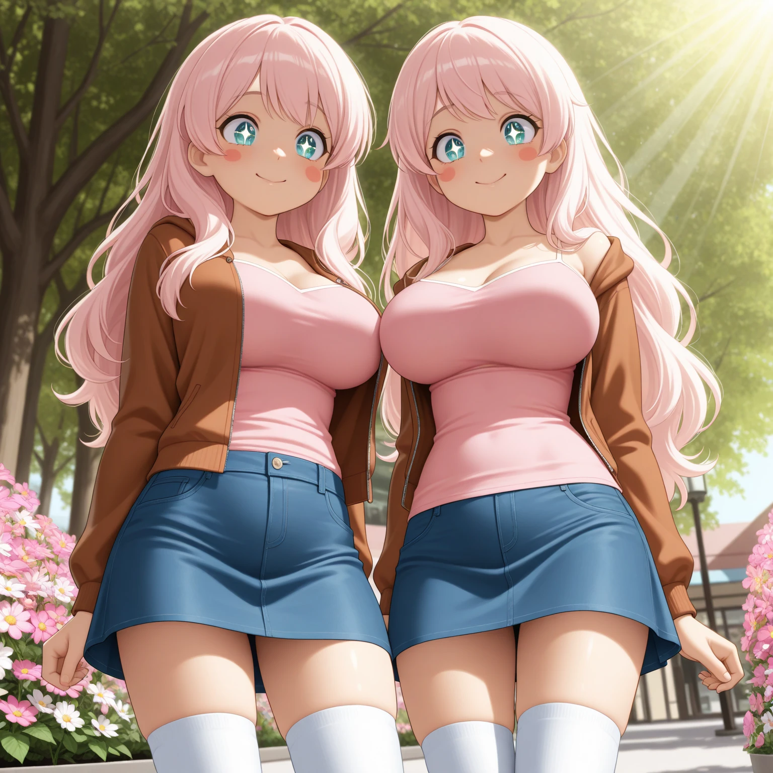 Master piece, best high quality image, carefully detailed details and textures, alone character, full character view
{{(1character: 30 years old blonde haired danish human girl noble: (fair skin, blonde long curly hair, beautiful light-blue eyes, beautiful face, sharp eyebrows, voluptuous figure, big breasts, beautiful legs, lovely smile, friendly demeanor, walking relaxed), (left hair pink ribbon, blue round glasses, pink swimsuit), (green natural park))}}
