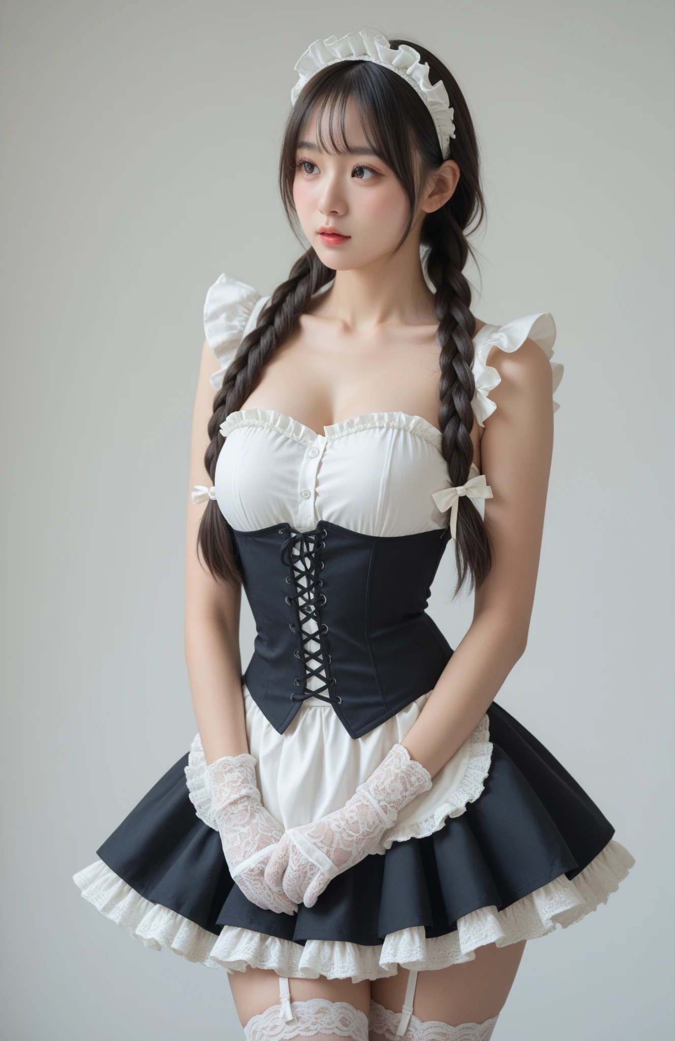 (Close-up:1.4)、(RAW shooting:1.2)、(photorealistic:1.4)、(masterpiece:1.3)、(highest quality:1.4)、one girl、(slender and beautiful girl)、cute、(Medium chest:1.2)、(cleavage)、(erect nipples:1.2)、(full body shot)、8K、(muste piece:1.2)、(ribbon、flare skirt、knee high socks:1.3)、view audience、blush、ribbonボンデージ、(beautiful hands)、(beautiful thighs)、(twin tails:1.2)、(gothic lolita:1.3)、(sexy pose:1.2)、obscene、erotic、cute系、ancient city、(perfect anatomy:1.2)、