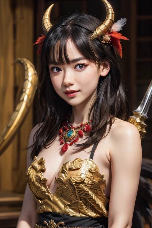 (RAW photogr,best qualtiy), best qualtiy, The is very detailed, tmasterpiece, ultra - detailed, illustratio, one-girl, ssmile(huge booleavage), dynamic angle, best qualtiy, extremely detailed CG unity 8k wal,电影灯光,Dunhuang style