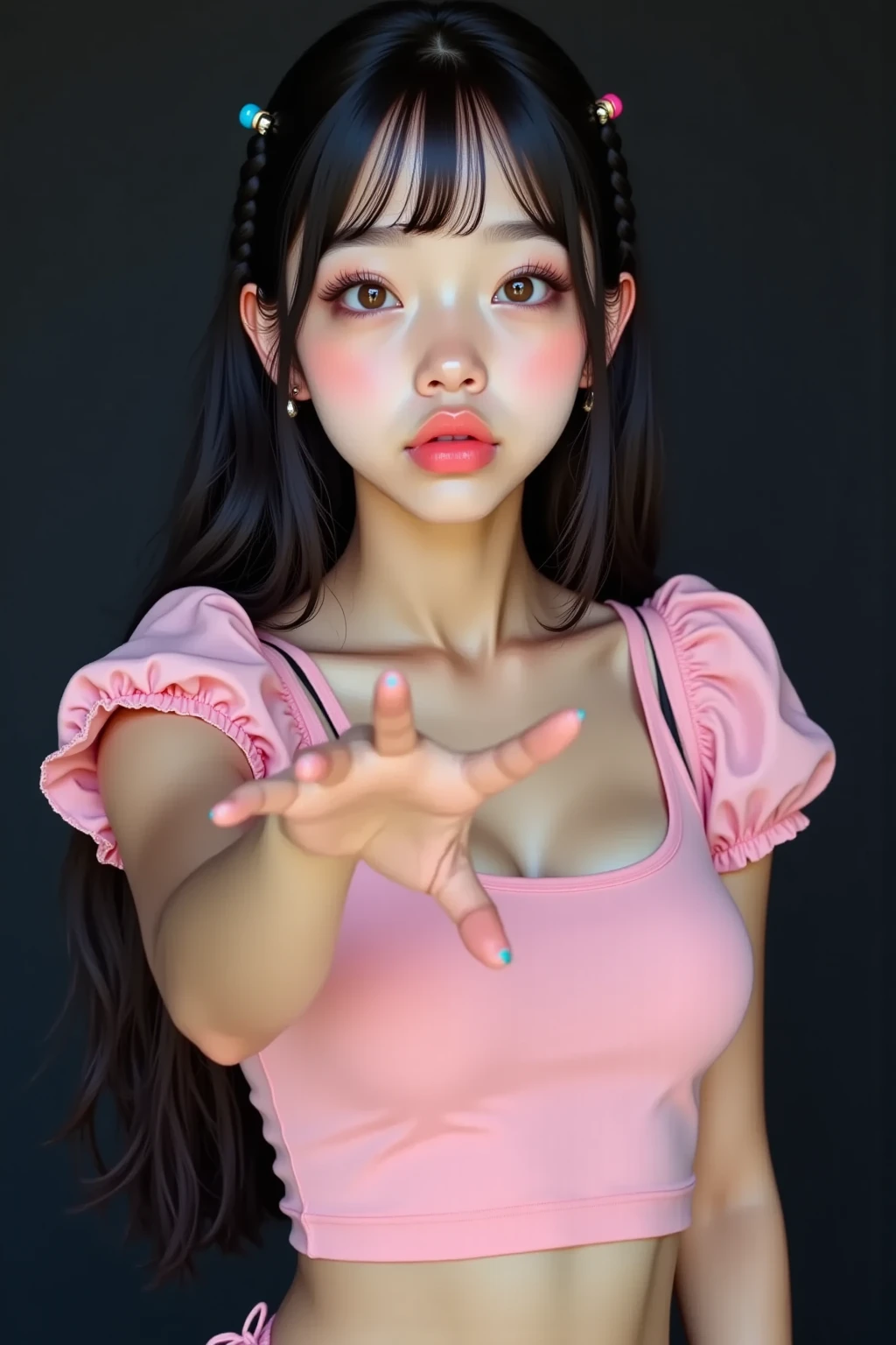 (Shibari:1.4),(hands behind the back:1.4),half body photo, A detailed face, Clear face, Beautiful Girl, Korean Makeup, Red lips, cabelos preto e longos, Normal body shape, Big breasts, My thighs are wet with water, Light blue lace underwear, The skin is wet and shiny, delighted expression, tie, Tied with red wire, Red wire, Neck Binding, Tying hands, Hands are raised，Tie around the body, Interlaced Bonds, Multiple wires，Tether creates an overall look around the body, The background is office, The wire is digging into my crotch，There are a lot of men around，the body is wet with water，teatreastapart, (ahegao:1.5), (rolling eyes:1.5)