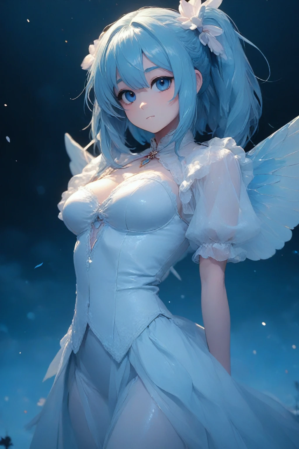 1girl, wedding dress, angel wings,
