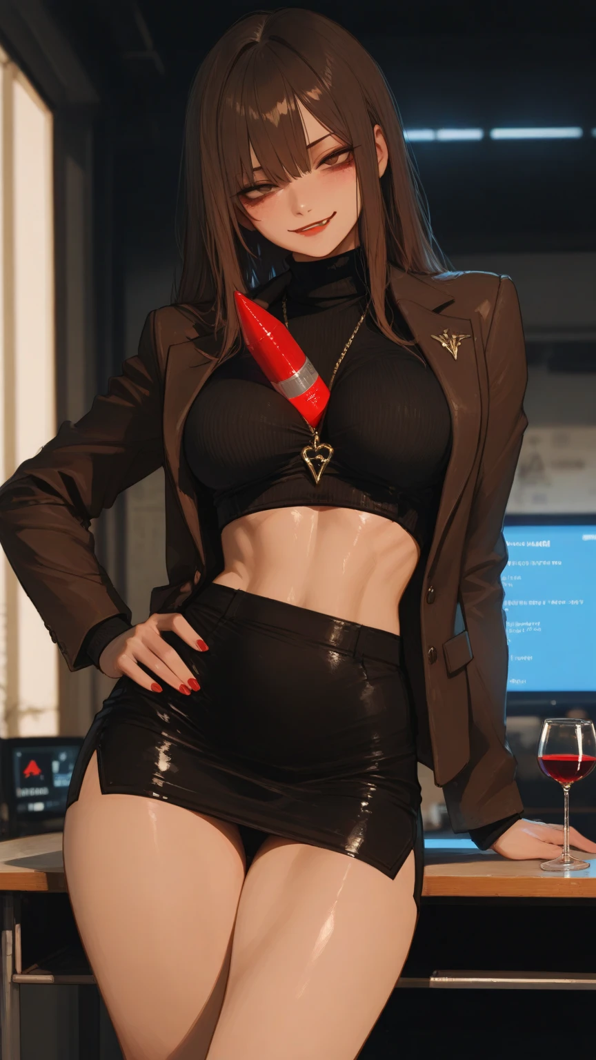 tmasterpiece，Highest image quality，Beautiful bust of noble mature aunt，Exquisite red updo hairstyle，Decorated with tiara，choker，ear studs，Avant-garde metallic leather jacket，leg loops，Ultra-detailed details，advanced。At the Pixiv Art Station，Break your own power，Louie，Big breasts exposed，，R-18G