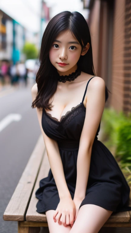 (best quality, masterpiece:1.3), (actual, photo actual:1.3), ultra high resolution, ultra high definition, Extremely detailed CG unified 8k wallpaper, (actual skin, Delicate skin), (perfect anatomy), (official art, Beautiful and beautiful), (generous smile:1.3), (seductive face:1.3), (korean woman:1.3), alone, depth of field, street，(big breasts:1.1)，(medium full shot:1.5)，（mesh fashion dress:1.3),（curvy hips:1.1), (collar), (naturally look at camera:1.3), (blunt bangs:1.5), (stockings)