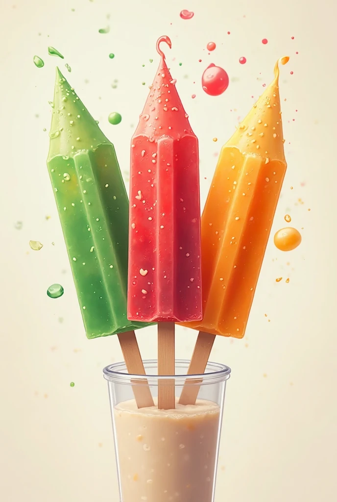Official Art，8k wallpaper，colorful，Energetic，Details，Photography，Details，real，Summer Dream，Popsicles in the sun，Dreamy lighting，HD，Details，Best quality，