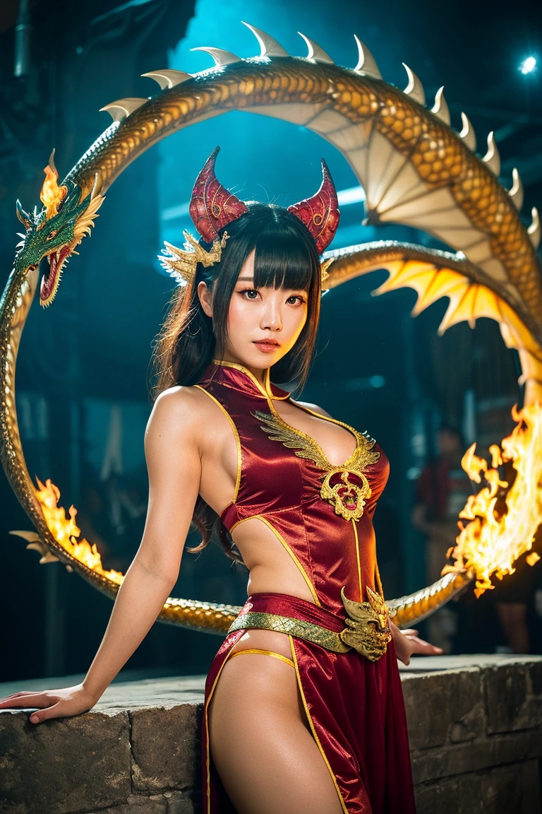 One girl, Lamia, scale, [Top-down Bottom-up:0.5], whole body, red Lamia, red scale, Charm, shape, Very detailed, Highest quality, Very detailed, original character, Volumetric lighting, Best Shadow, Shallow depth of field, Stunningly beautiful girl, , 繊細で美しくCharmな顔, High resolution, [Embarrassing:0.75], [Dungeons:0.33], [sand:0.8]、Fantasy Anime Characters