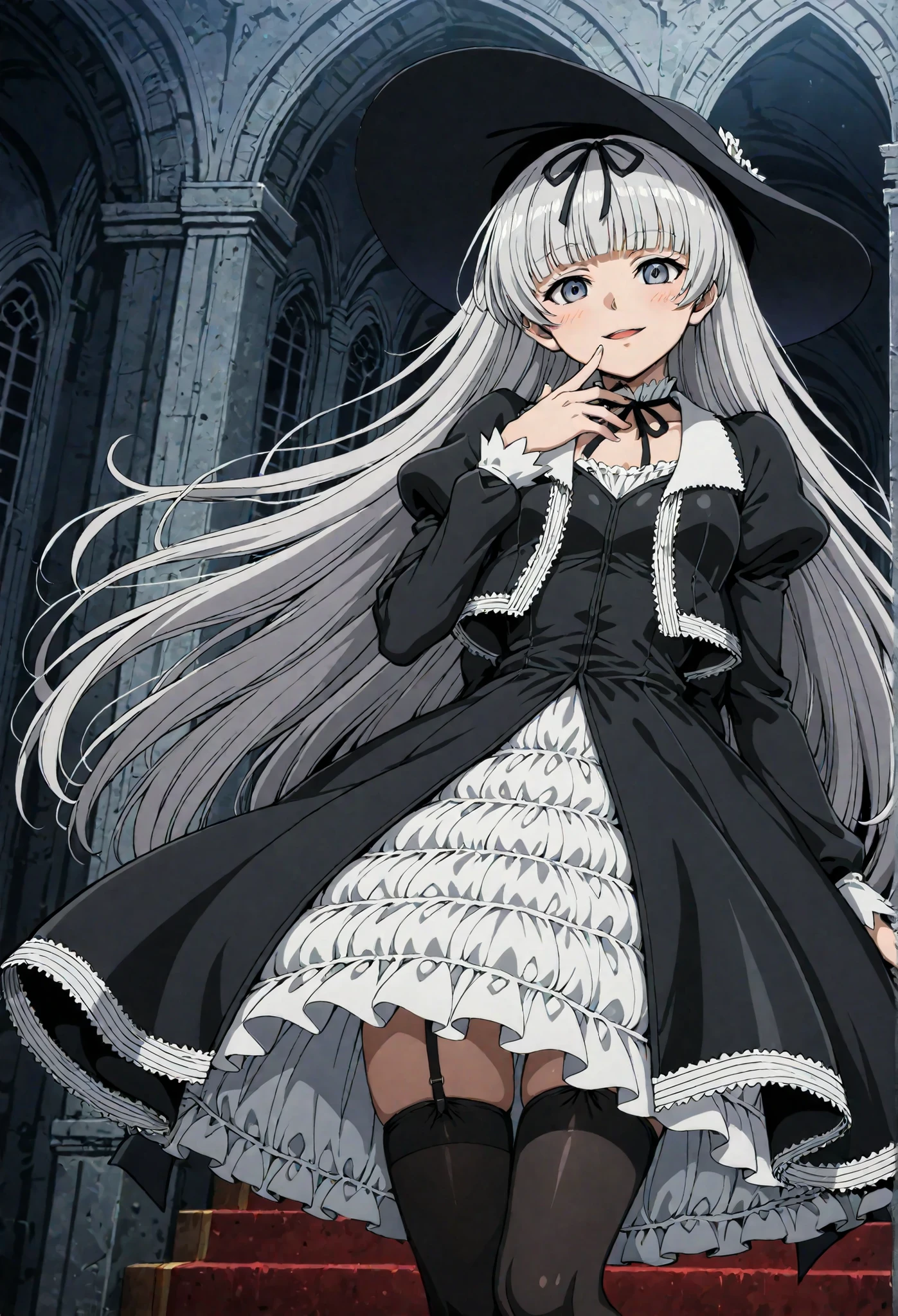 Gretel (black lagoon), gothic fashion,black hat,, best quality, HD ,masterpiece, High-resolution,,